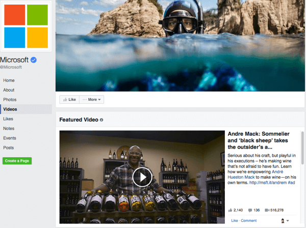 featured video in new facebook page design