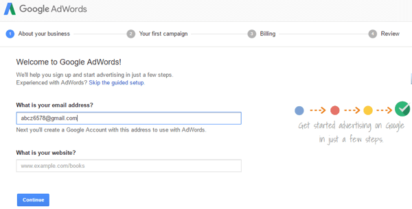 google adwords signup