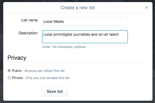 media twitter lists