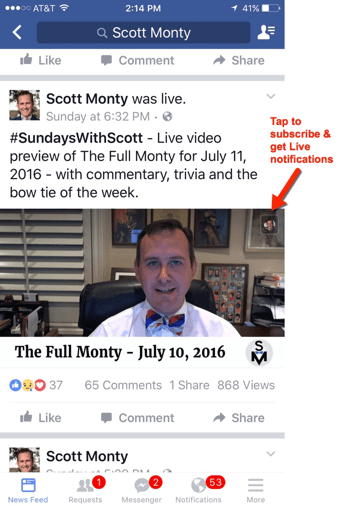 facebook live mobile notifications