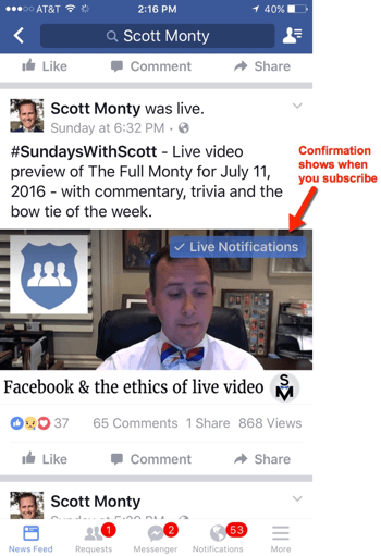 facebook live mobile notifications
