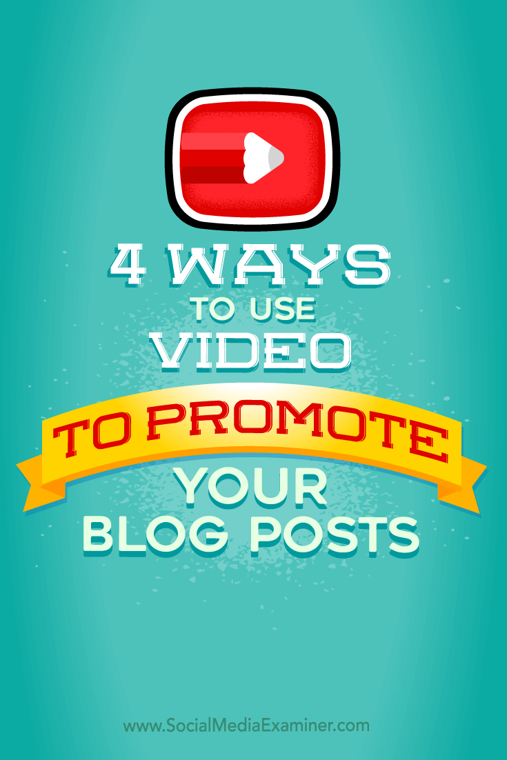 Tips on four ways to promote your blog posts with video.