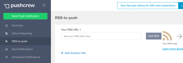 pushcrew add rss feed