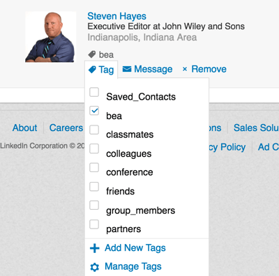 linkedin tag connections