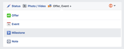 create facebook page milestone