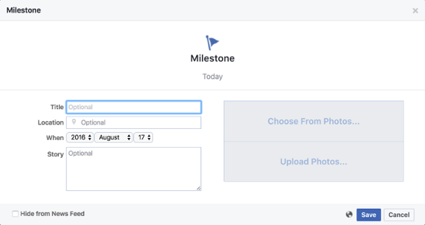 create facebook page milestone