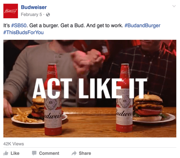 budweiser facebook video ad