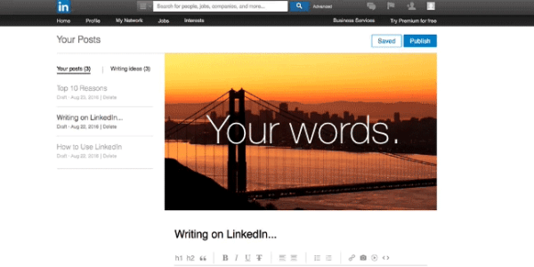 linkedin publishing experience