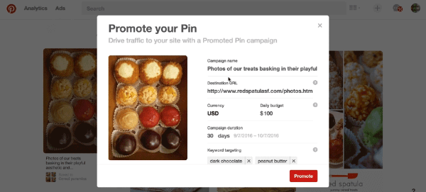 pinterest promoted pin button