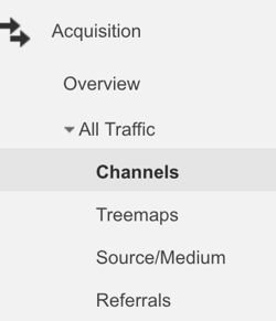 google analytics acquisition section