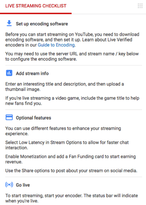 youtube live streaming checklist