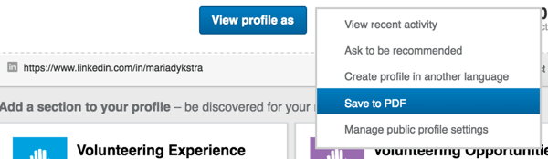 Linkedin profile save as pdf