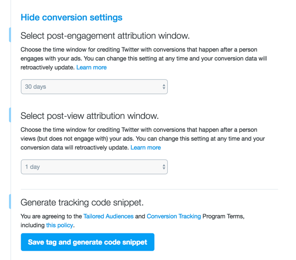 twitter ads set up conversion event