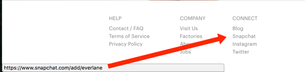 everlane snapchat link on website