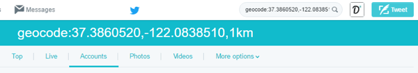 twitter geodata search