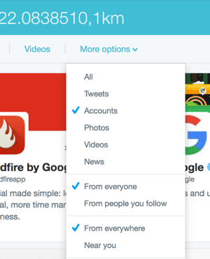 twitter search more options