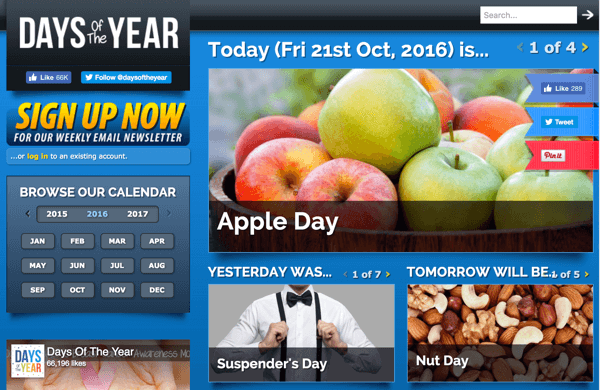 days of the year website