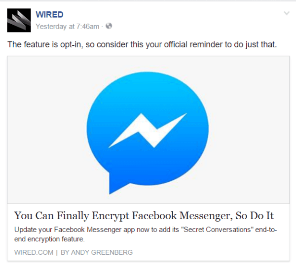 facebook end to end encryption