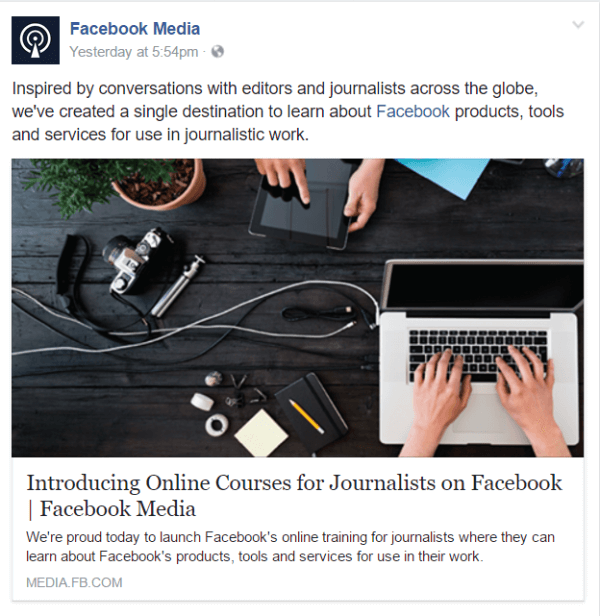 facebook online course journalists