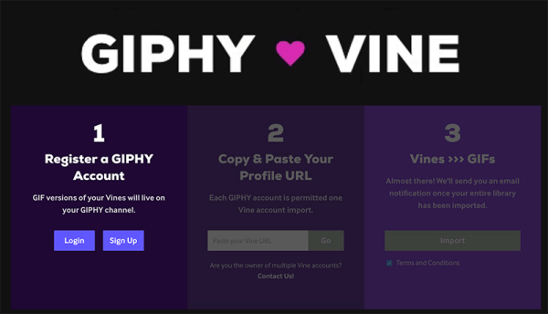 GIPHY rolled out a new GIPHY ❤ Vine tool that can convert all of the Vines you've created into shareable GIFs.