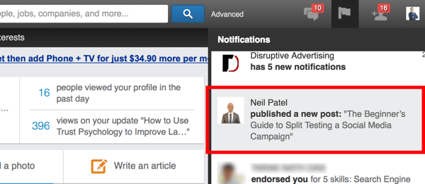 linkedin pulse notification