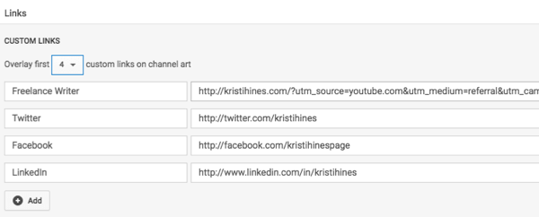 use utm parameters with youtube channel link