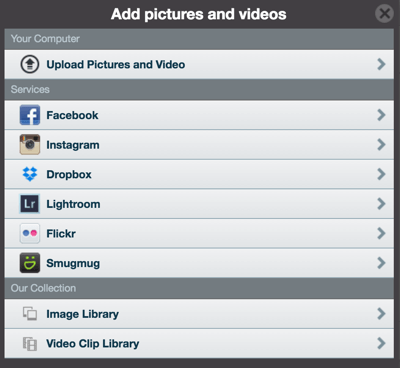 animoto add photos and videos