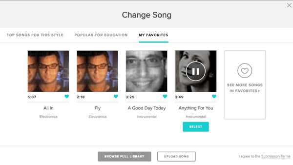 animoto change song