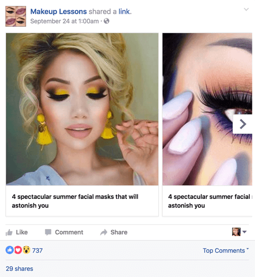 makeup lessons facebook carousel post