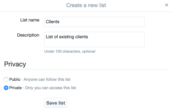 create twitter list