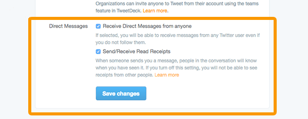 enable twitter direct messages