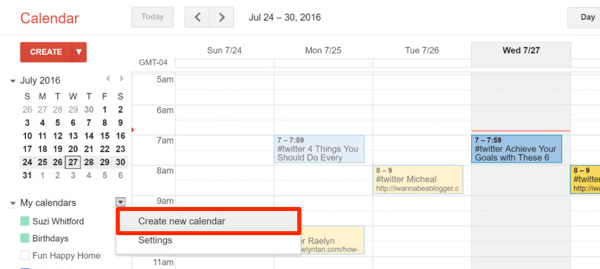 create google calendar