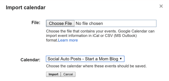 import csv file into google calendar
