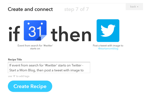 set up ifttt recipe