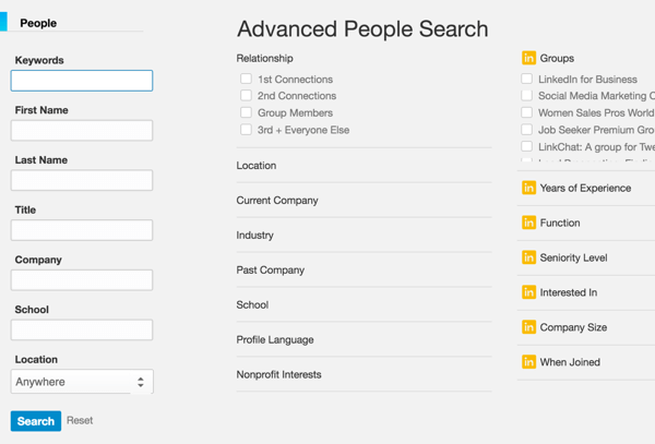 linkedin advanced search