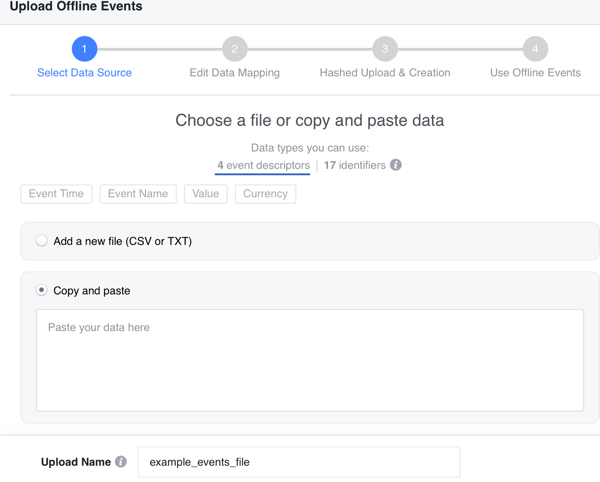 You can copy and paste your data or upload the data in a CSV or TXT file.