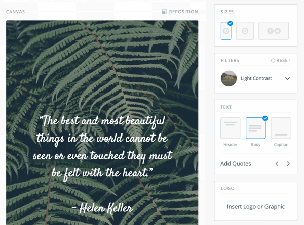 The Pablo Quotes tool will generate random quotes to use in your images.