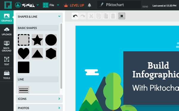 Tweak your infographic design in the Piktochart editing window.