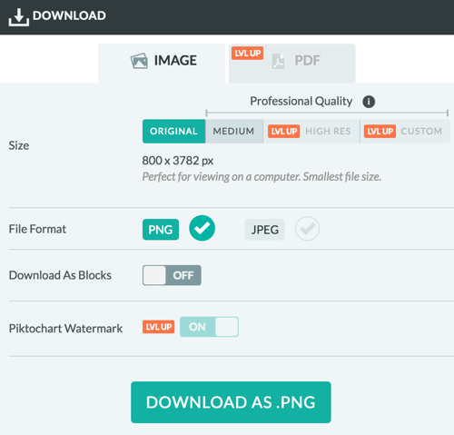 Choose from these options to download your Piktochart image.