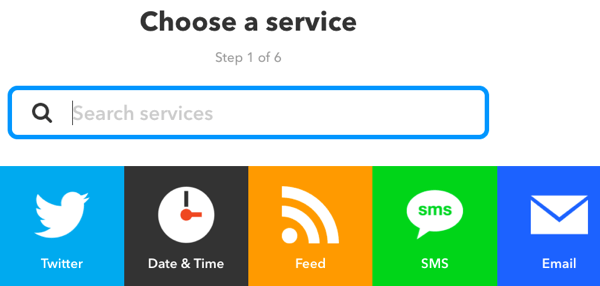 Select a service for your IFTTT applet.