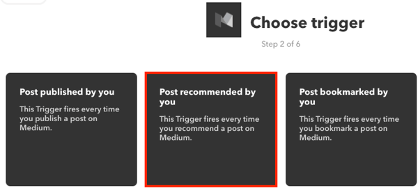 Choose a trigger for your IFTTT applet.