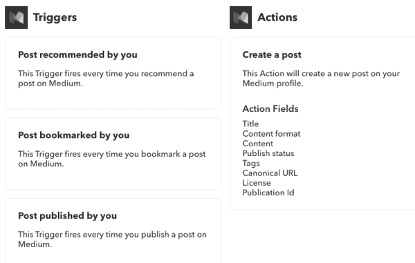 Check out the IFTTT All Services page to see what triggers and actions you can use for specific services.