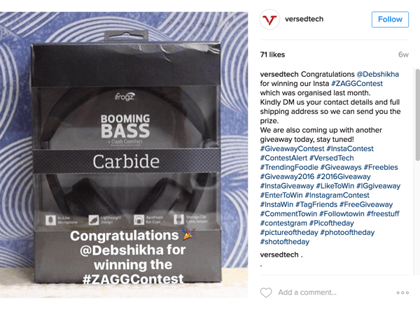 Be sure to announce the winner of your Instagram selfie contest.