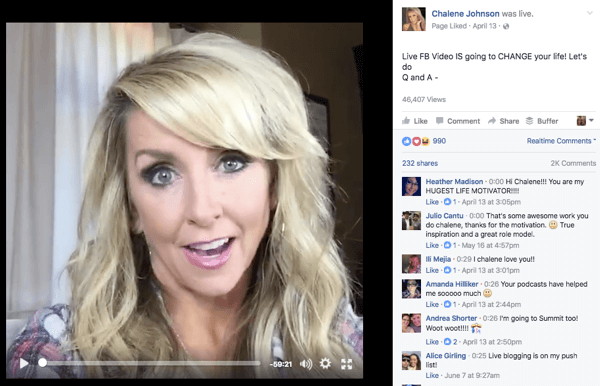 Facebook Live video from Chalene Johnson.