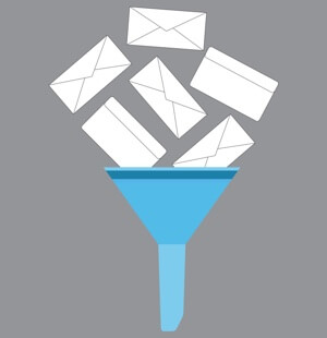 An illustration of an automated email funnel.