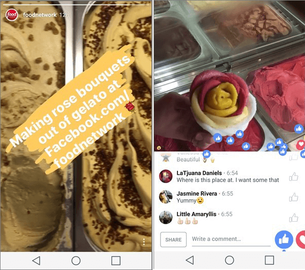 instagram stories food network