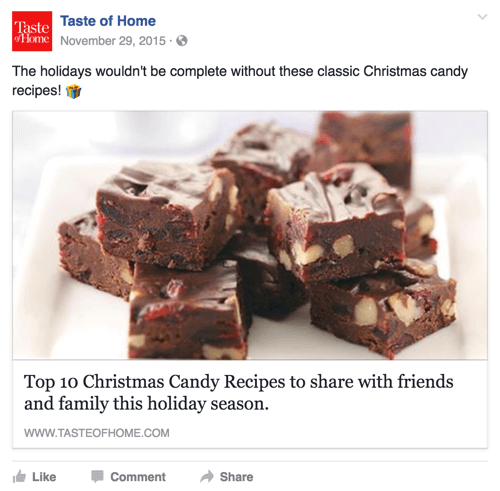 Fans engaged well with this top candy recipes post by Taste of Home.