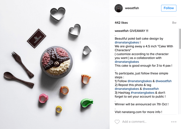 Foodie Instagrammer @weeatfish promoted Nanatang Bakes' giveaway.