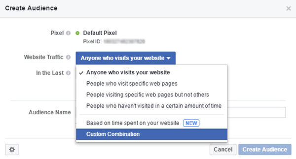 Create a Facebook custom audience to target ads to mobile users who have visited your website.