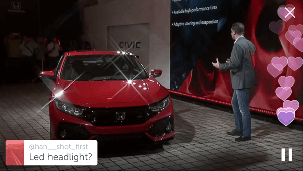 Honda used Periscope to reveal their 2017 Civic SI prototype.